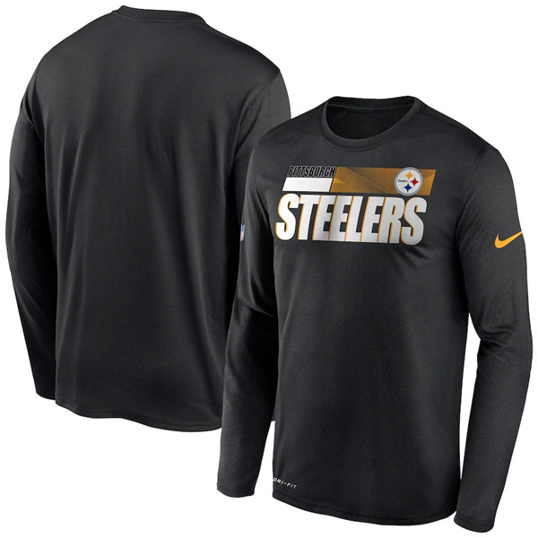 Men's Pittsburgh Steelers 2020 Black Sideline Impact Legend Performance Long Sleeve NFL T-Shirt